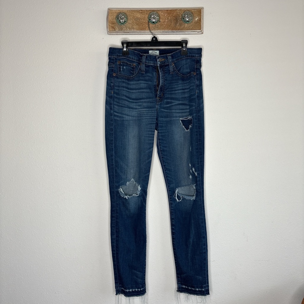 J. Crew Dark Blue Distressed Ankle Jeans